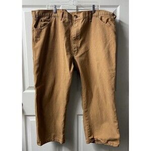 Dickies Carpenter Work Pants Mens 44 x 30 Brown Canvas Straight Leg  High Rise